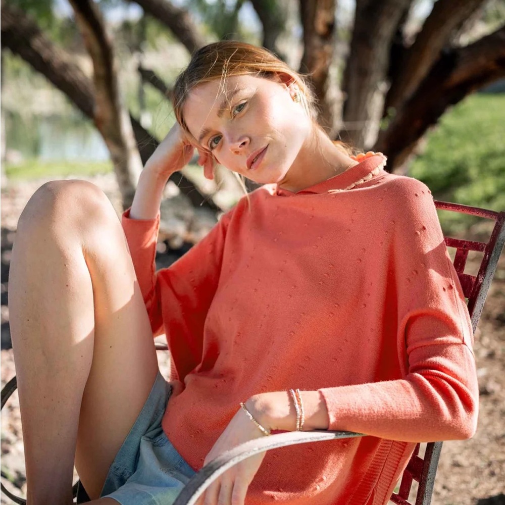Mersea Vibrant Coral Knit Top